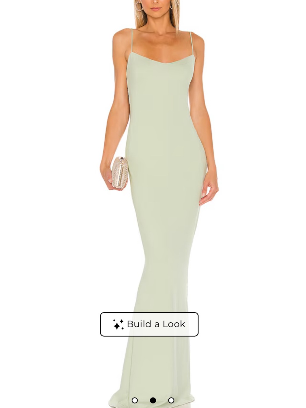 Katie May Damn Gina Elegant Spaghetti-Strap Gown in Sage Green NWOT